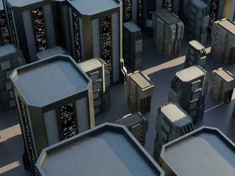 Sci-fi City Buildings 02 3D Model