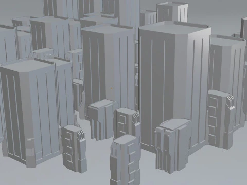 Sci-fi City Buildings 02 3D Model