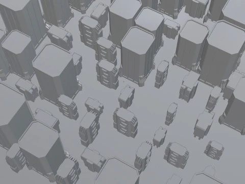 Sci-fi City Buildings 02 3D Model