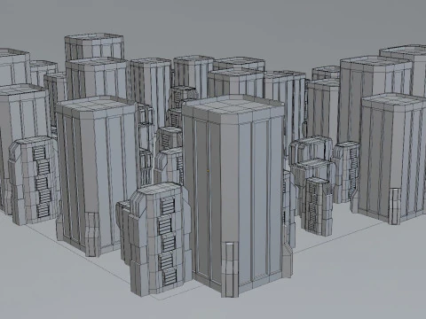 Sci-fi City Buildings 02 3D Model