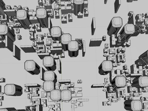 Sci-fi City Buildings 03 3D Model