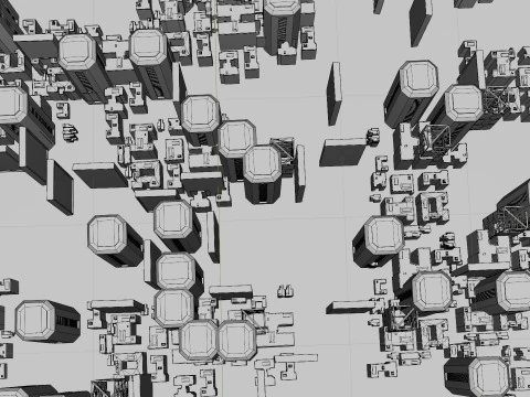 Sci-fi City Buildings 03 3D Model