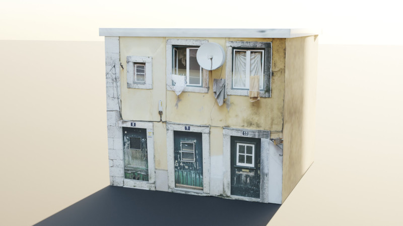 Brown Concrete Building Model 3D .c4d .max .obj .3ds .fbx .stl .blend 