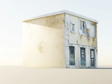 Brown Concrete Building 3D Model