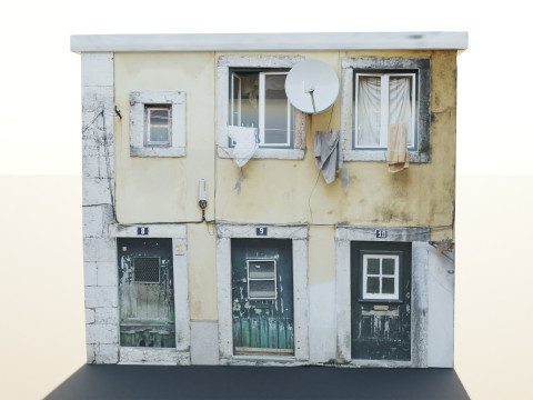 Brown Concrete Building Model 3D