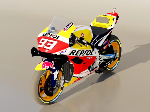 Marc Marquez Honda RC213V 2021 MotoGP 3D Model
