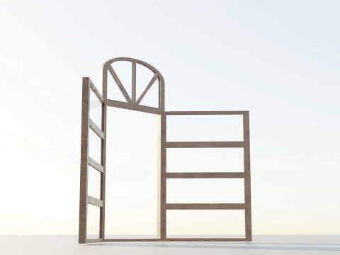 Opened Window Glass 3D Model