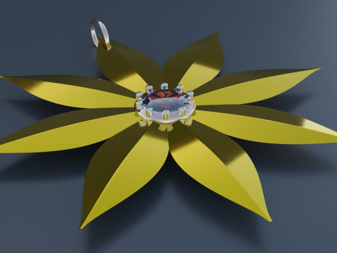 Gold Flower Pendant 3Dモデル