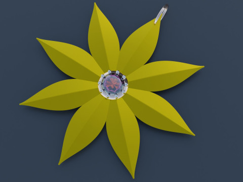 Gold Flower Pendant 3D Model