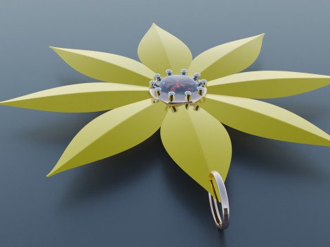 Gold Flower Pendant 3D Model