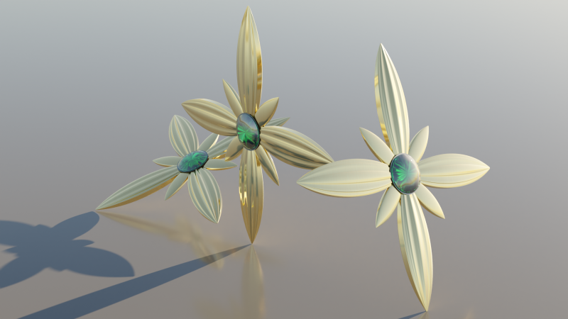 Gold Brooches Ornament 3D Модель .c4d .max .obj .3ds .fbx .stl .blend