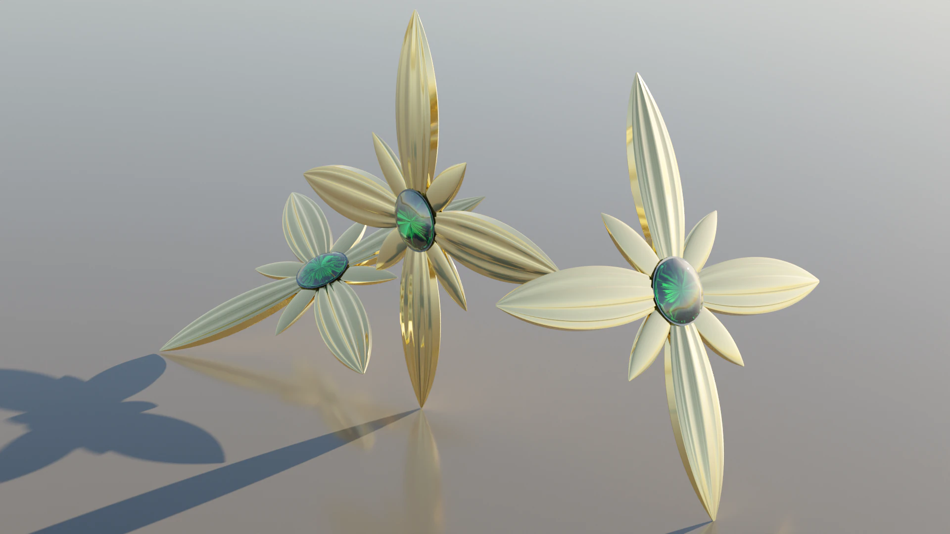 Gold Brooches Ornament 3D Model .c4d .max .obj .3ds .fbx .stl .blend