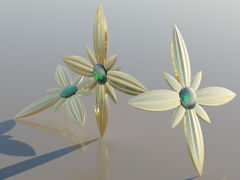 Gold Brooches Ornament Modelo 3D