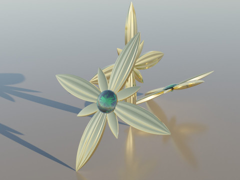 Gold Brooches Ornament 3D Модель