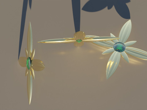 Gold Brooches Ornament 3D Модель