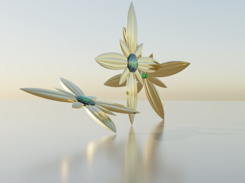 Gold Brooches Ornament 3D Модель