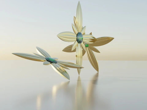Gold Brooches Ornament 3D Model