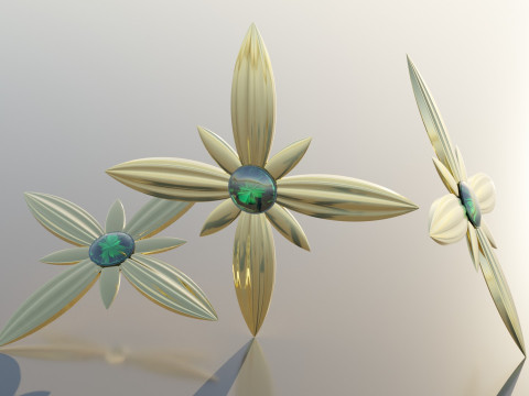 Gold Brooches Ornament 3D Модель