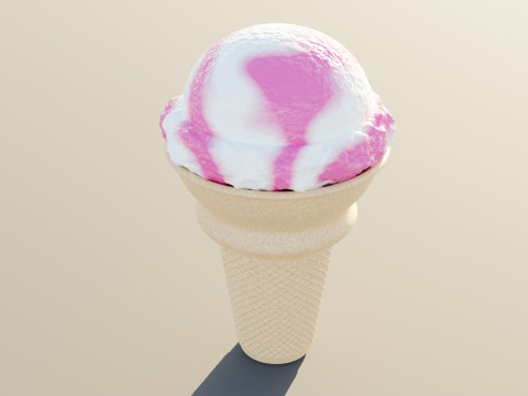 Strawberry Flavored Ice Cream 3D 模型