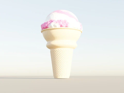 Strawberry Flavored Ice Cream 3D Model