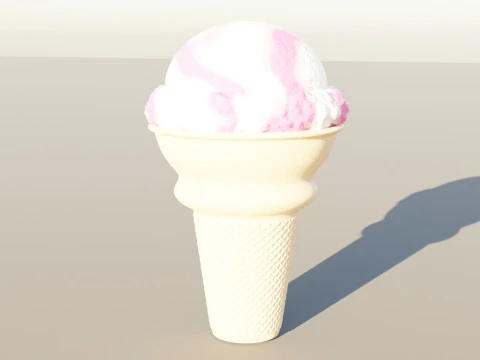 Strawberry Flavored Ice Cream 3D Model