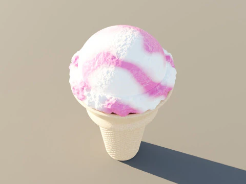 Strawberry Flavored Ice Cream 3D Model