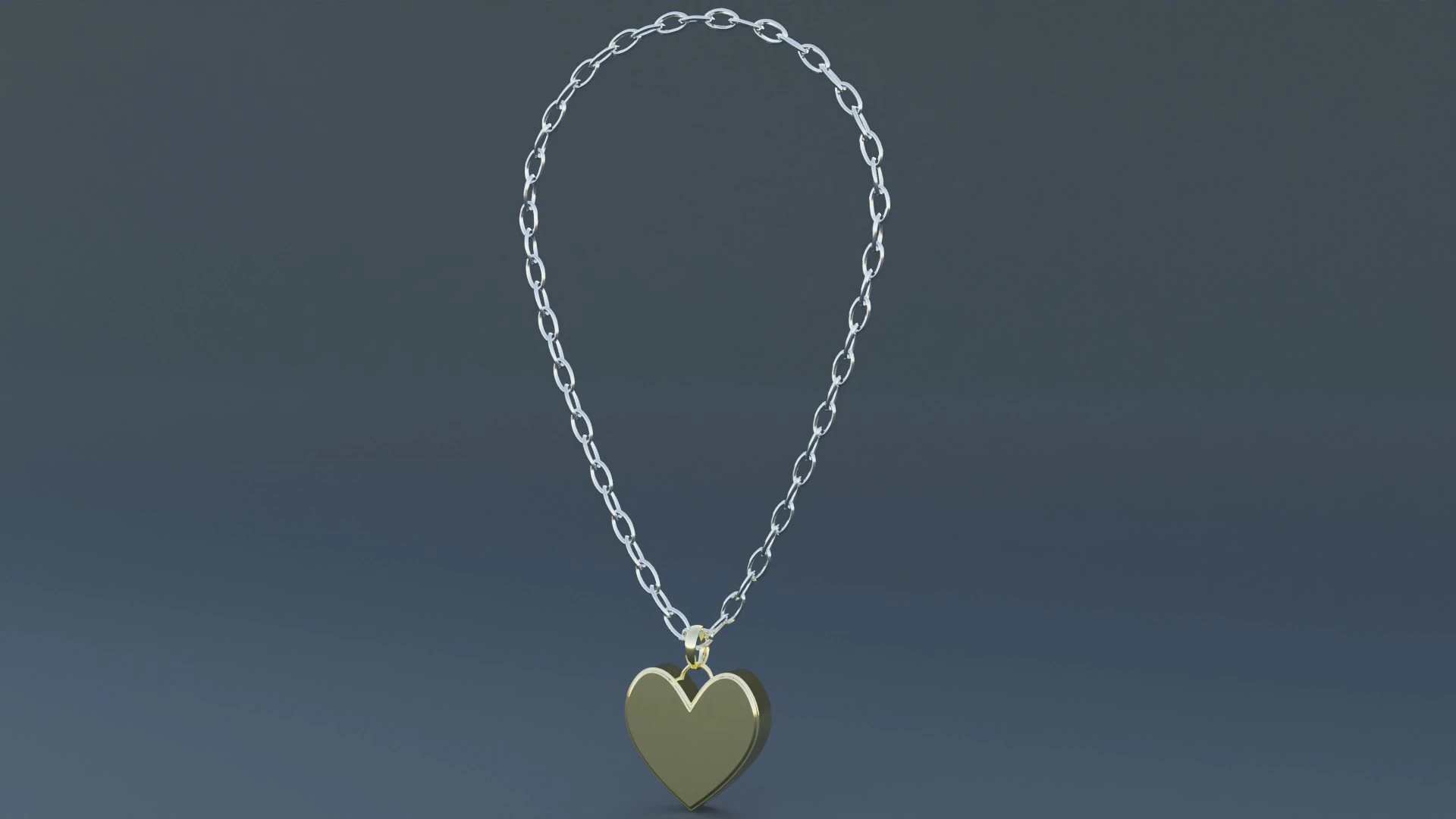 Gold Heart Pendant 3D Model .c4d .max .obj .3ds .fbx .stl .blend