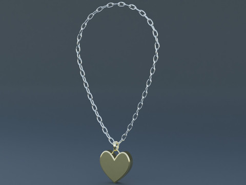 Gold Heart Pendant Model 3D