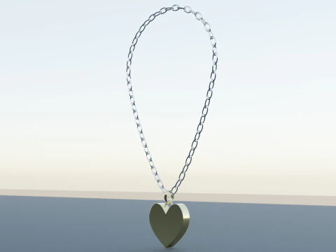 Gold Heart Pendant 3D Model