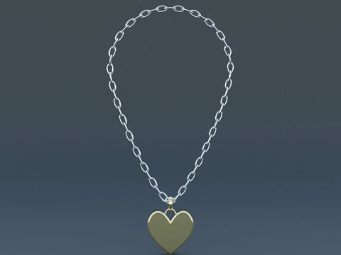 Gold Heart Pendant 3D Model