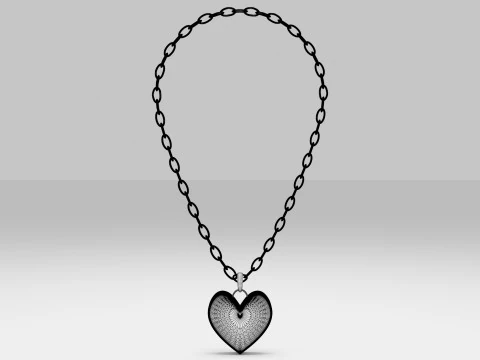 Gold Heart Pendant 3D Model