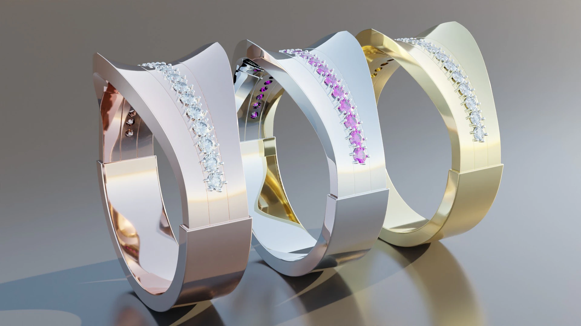 Diamond Gold Ring 3D Model .c4d .max .obj .3ds .fbx .stl .blend 
