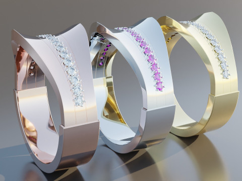 Diamond Gold Ring 3D Model