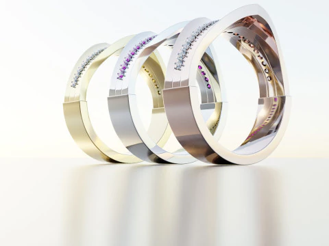 Diamond Gold Ring 3D Model