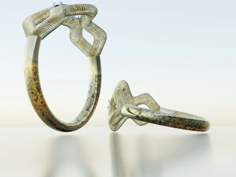 Wireframe Model Gold Ring 3D Model