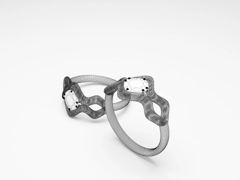 Wireframe Model Gold Ring 3D Model
