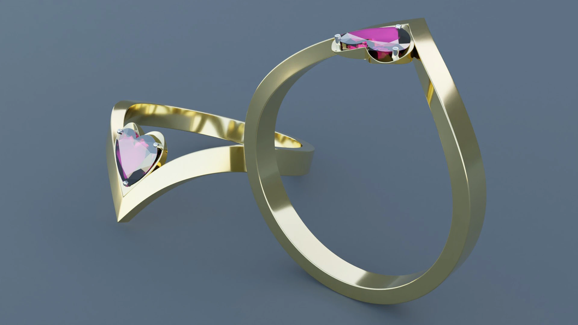 Heart Gold Ring 3D Model .c4d .max .obj .3ds .fbx .stl .blend