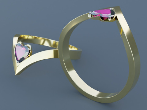 Heart Gold Ring Modelo 3D