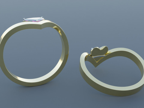 Heart Gold Ring 3D Model