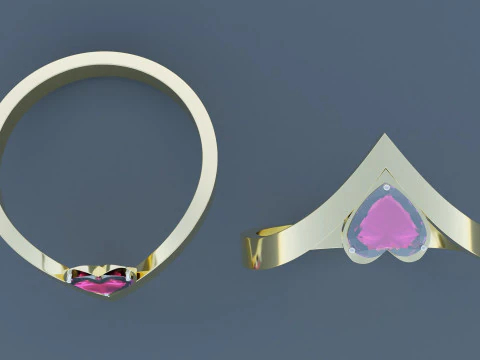Heart Gold Ring 3D Model