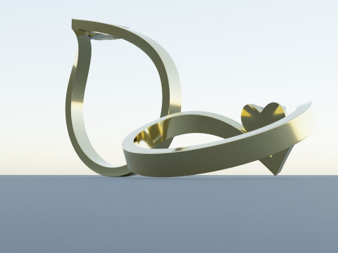 Heart Gold Ring 3D Model