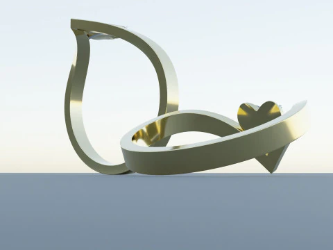 Heart Gold Ring 3D Model