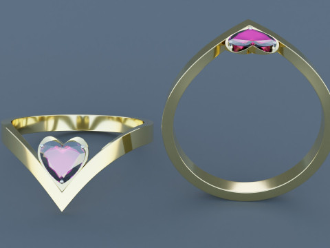 Heart Gold Ring 3D Model