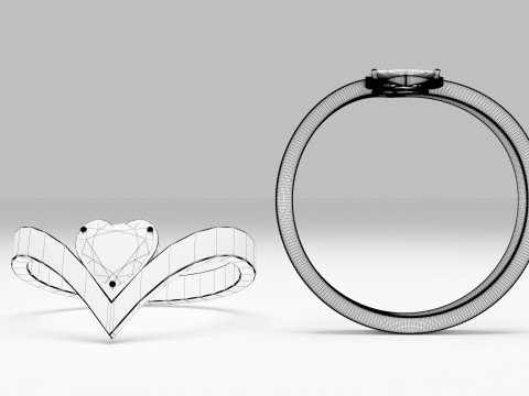 Heart Gold Ring 3D Model
