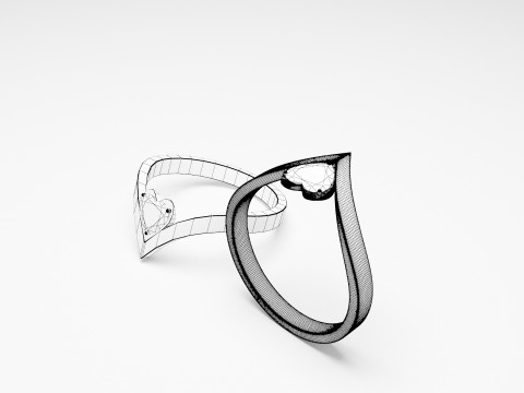 Heart Gold Ring 3D Model
