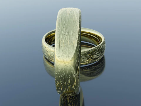 Anello in oro nuziale con texture procedurale Modello 3D