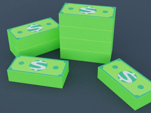 Money Cash Game Assets Model 3D