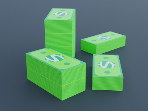 Money Cash Game Assets 3D Модель