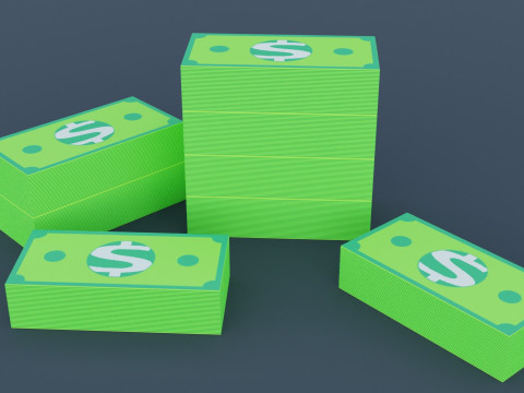 Money Cash Game Assets 3D Модель