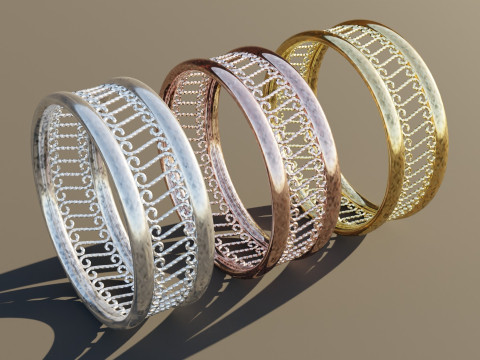 Three Gold Ring Modelo 3D